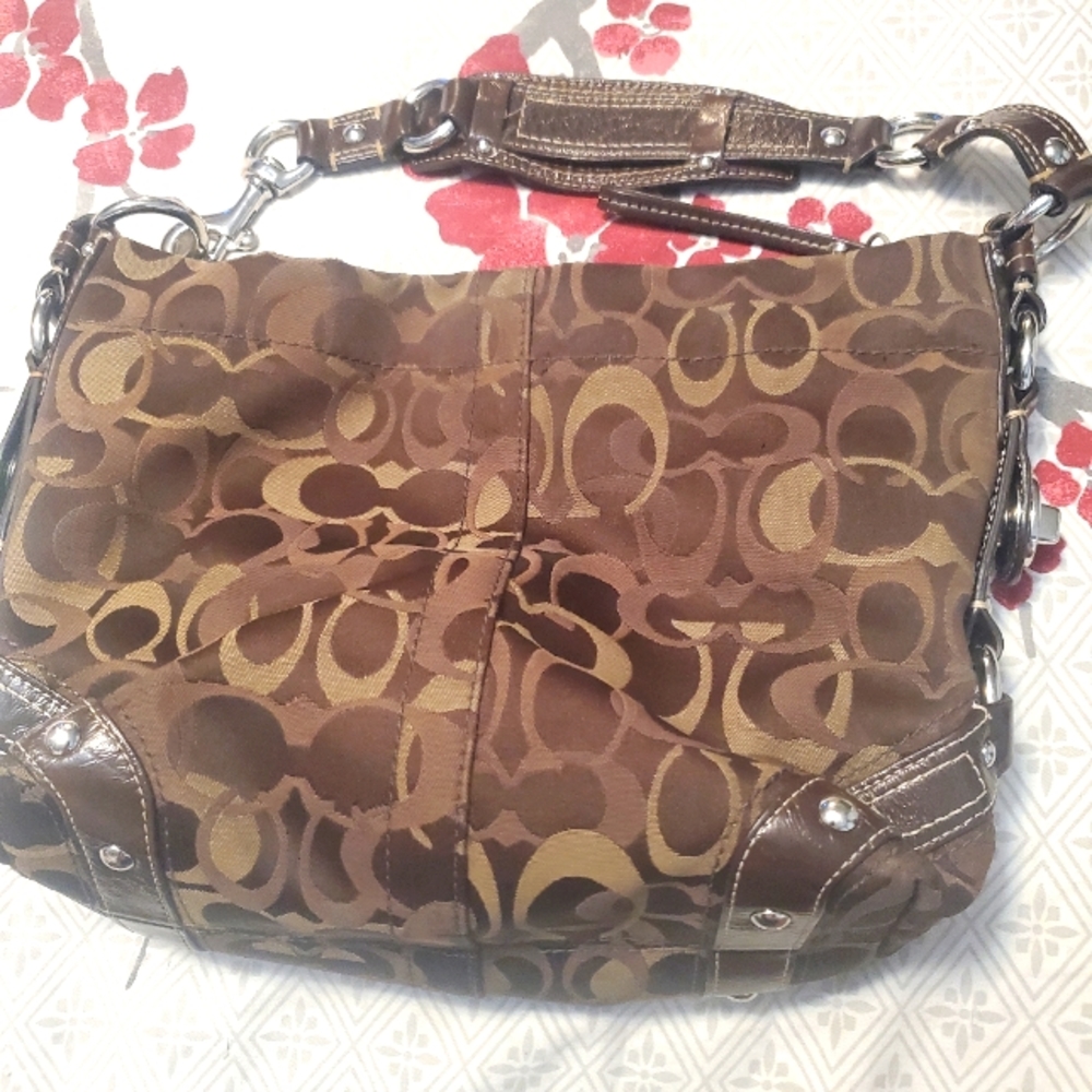 Vintage Coach Chocolate Brown Large Carly Hobo Shoulder bag purse Pre-owned